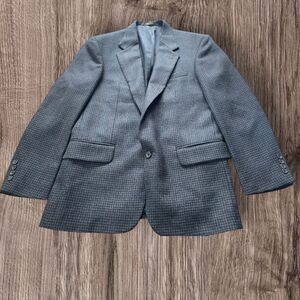 Oscar De La Renta Sport Coat Blazer Blue Tweed Wool Size 42R